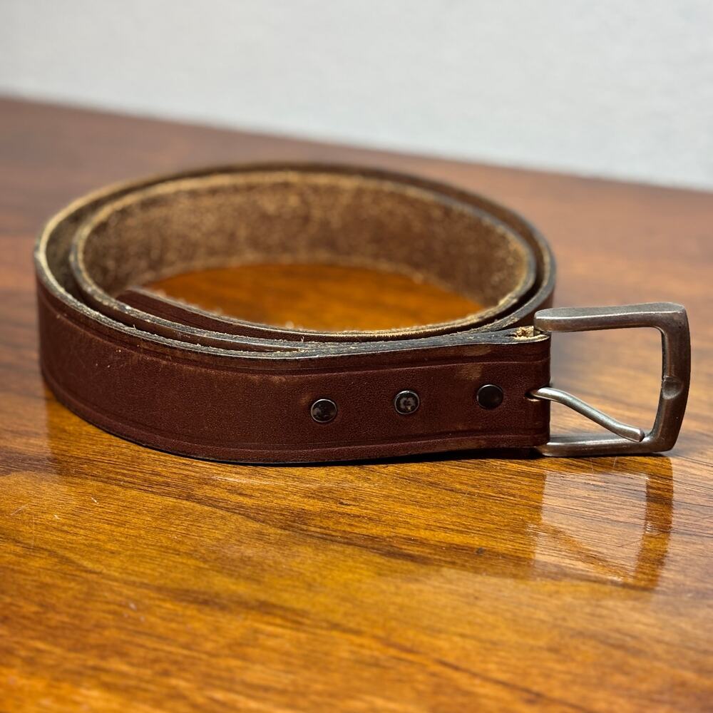 Dickies Belt Mens 42 Brown Leather Top Grain Cowhide Buckle Made in USA